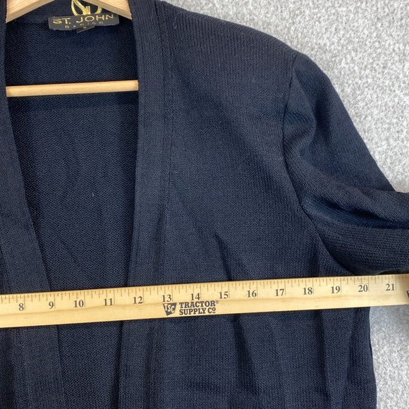 St. John basics long line cardigan enameled button S quiet luxury sweater blazer - Picture 3 of 12